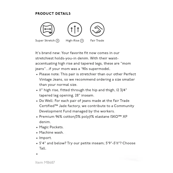 Madewell The Perfect Vintage Denim Jean Size 25 #MB687 High Rise Mom - Picture 10 of 13